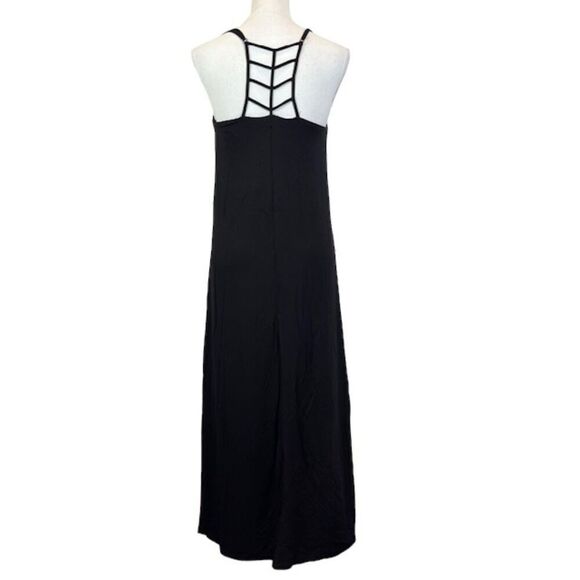 Nicole Miller Adjustable Strappy Black Maxi Dress Built in Bra Stretch Small - Picture 1 of 11